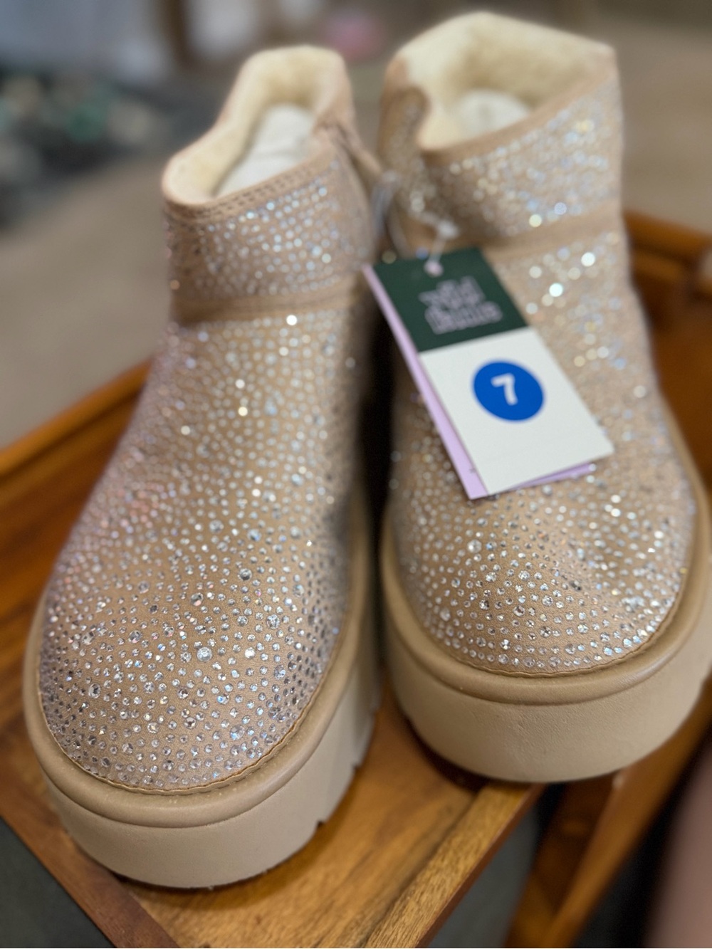 wild fable Girls' Sparkle Platform Ankle Boots in Champagne